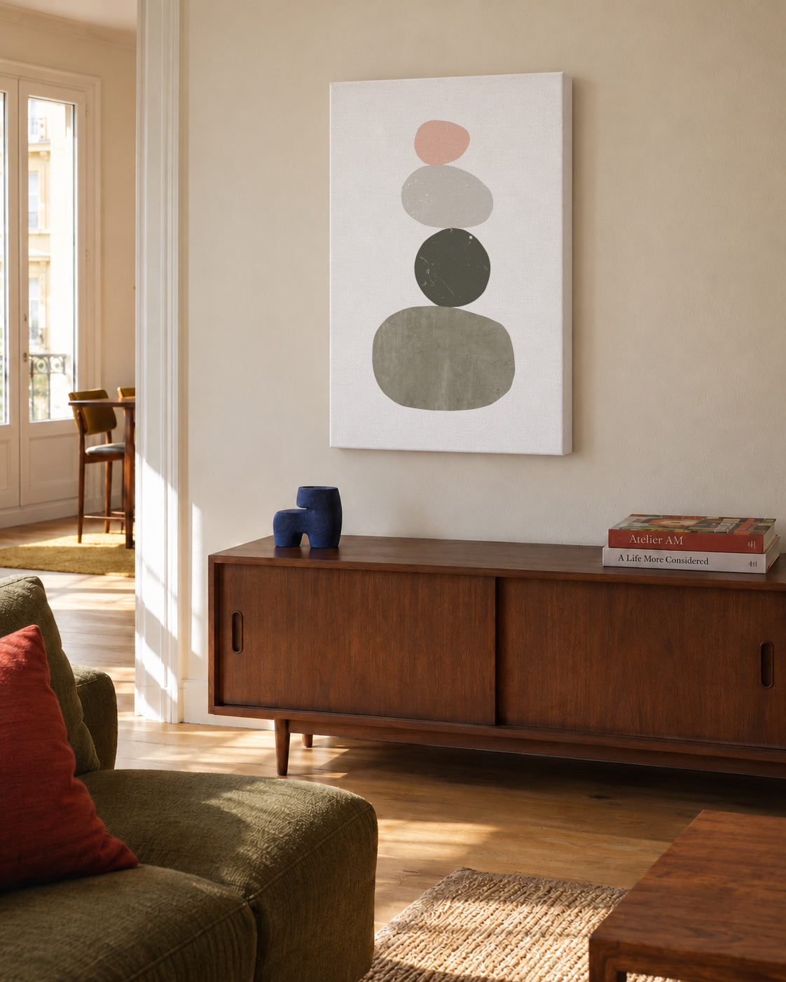 Pebbles N1 - Unframed canvas in an interior