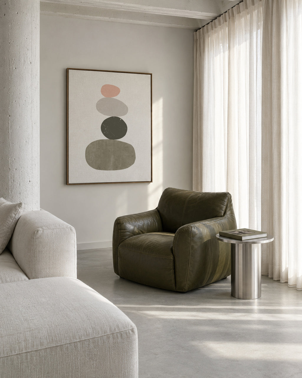 Pebbles N1 - Framed canvas in an interior