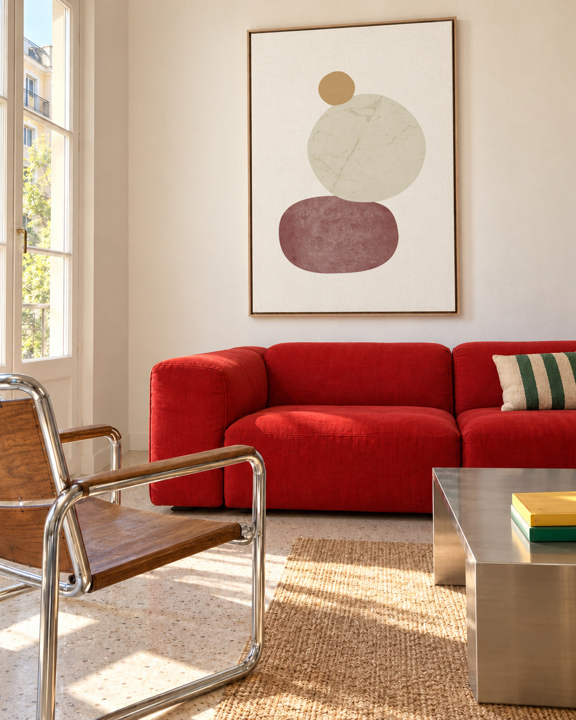 Pebbles N3 - Framed canvas in an interior