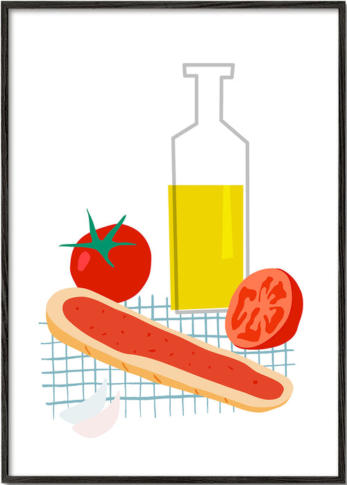 Keuken kunst met brood en tomaat illustratie