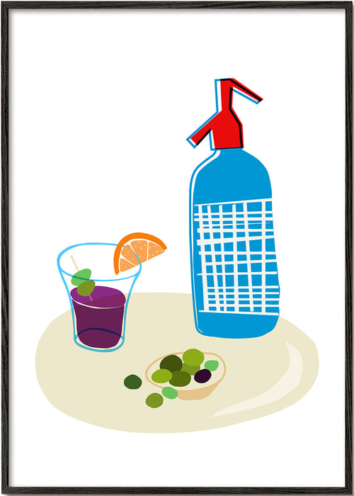 Keuken kunst: sifonfles en vermoutglas illustratie