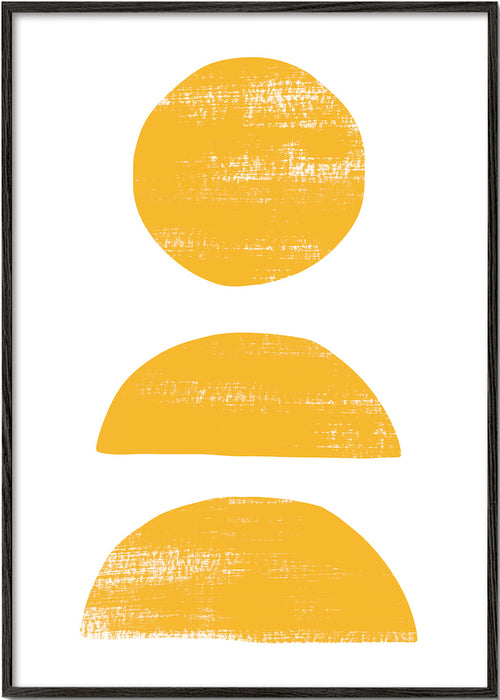 Minimalistisch ontwerp geel met gestapelde vormen
