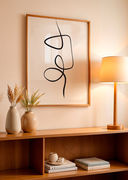 Zwart-wit kunst met één verticale lijn