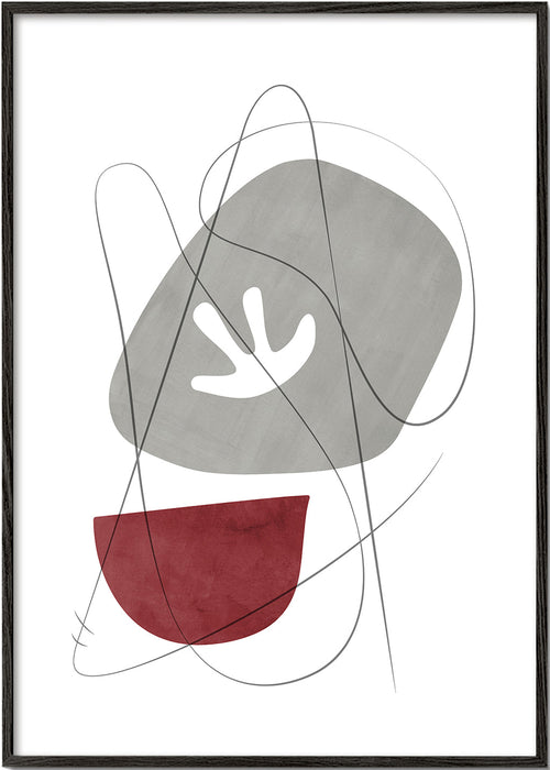 Abstract kunst met organische vormen en lineair gebaar