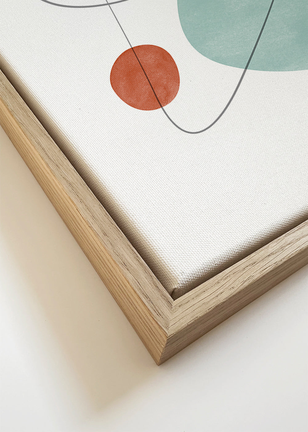Abstract kunstwerk met groene vorm en lijnschets