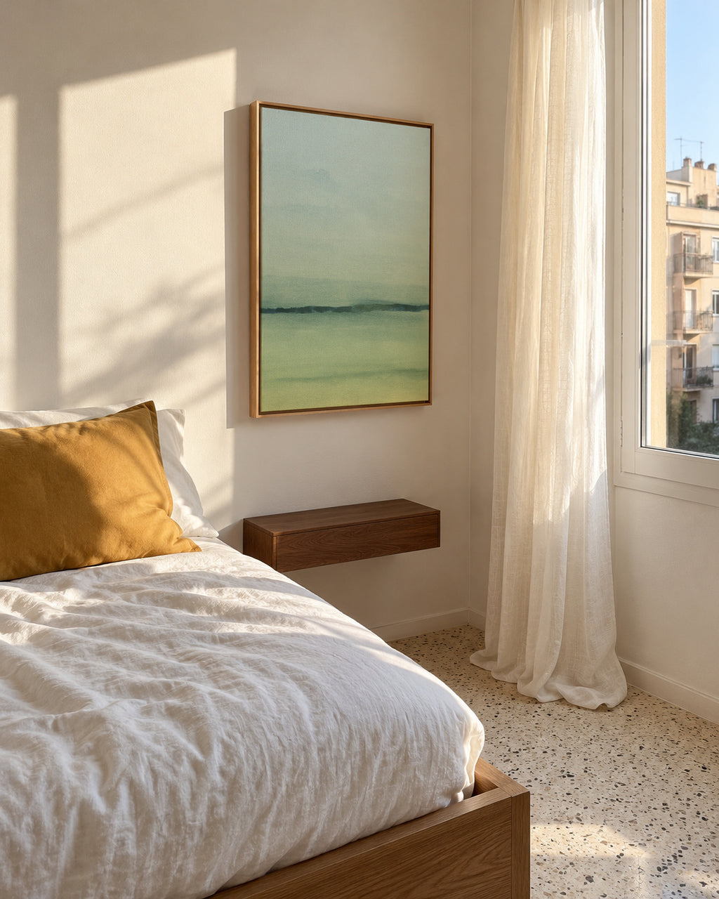 Watercolor Landscape N 6 - Framed canvas in an interior