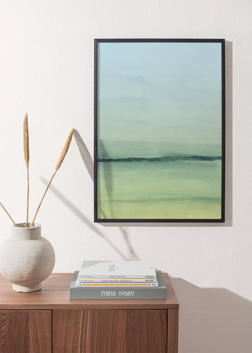 Landschapsschilderij aquarel met zacht horizon
