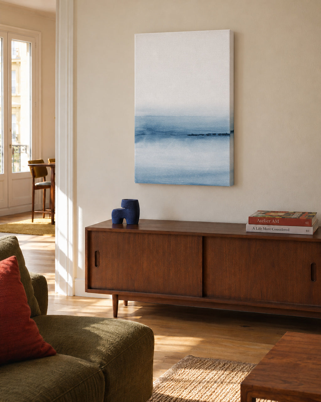 Watercolor Landscape N 7 - Unframed canvas in an interior