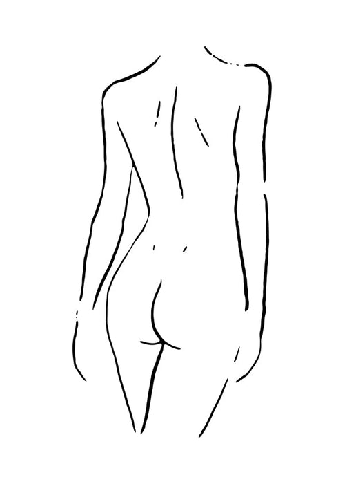 Minimalistische lijnillustratie van een rug