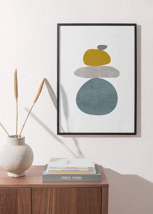 Rustgevend design: gestapelde keien compositie