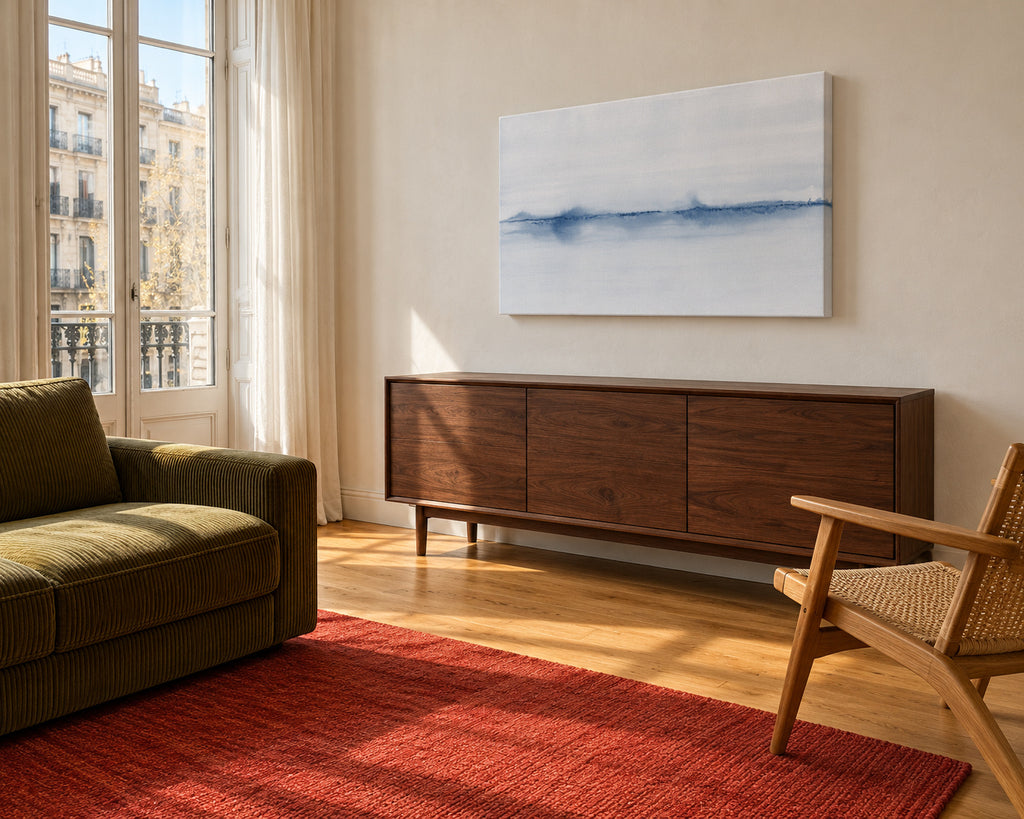 Watercolor abstraction N 16 - Unframed canvas in an interior