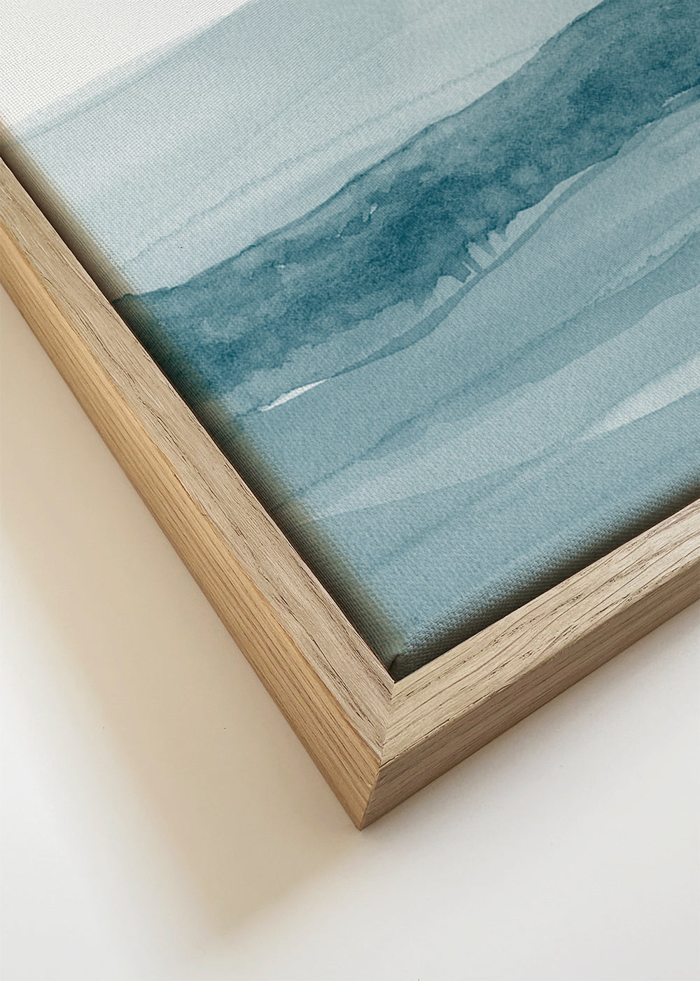 Landschap kunst aquarel met blauwe horizon