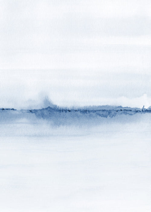 Landschap kunst aquarel blauwe horizon