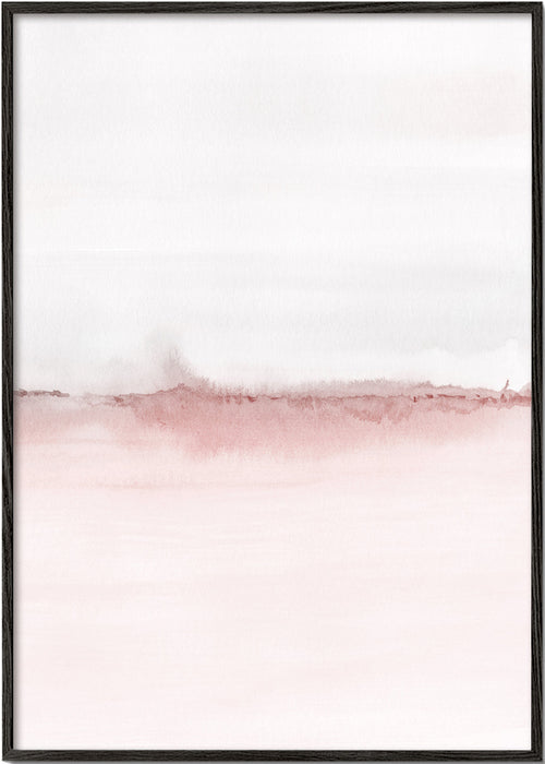 Aquarel landschap met roze horizon