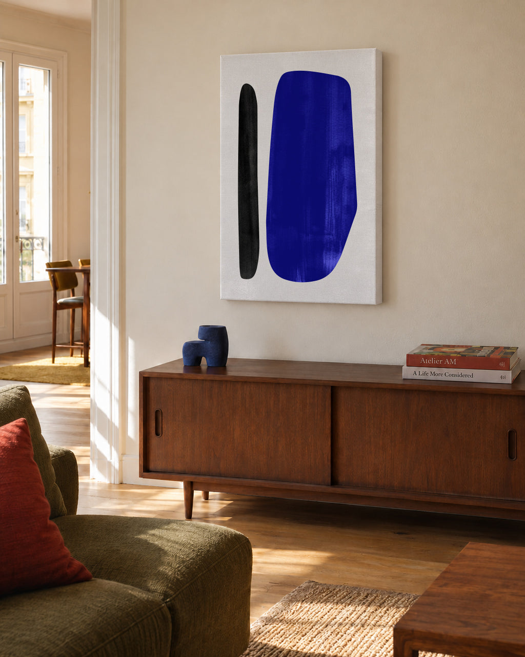 Abstract N 32 - Reflex Blue - Unframed canvas in an interior
