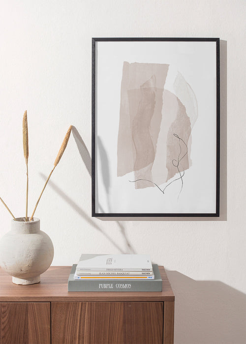 Minimalistisch beige kunstwerk met lijn