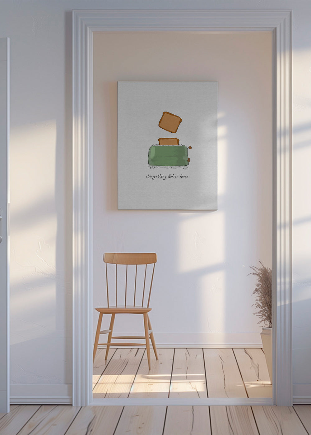 Keuken kunst met getekende broodrooster