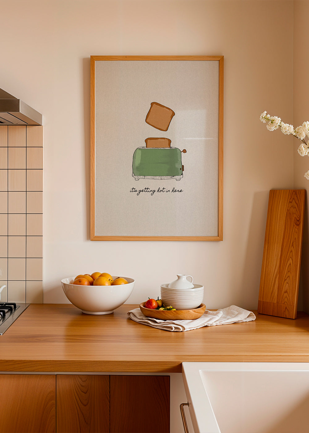 Keuken kunst met getekende broodrooster