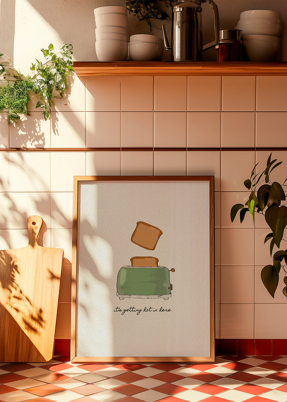 Keuken kunst met getekende broodrooster