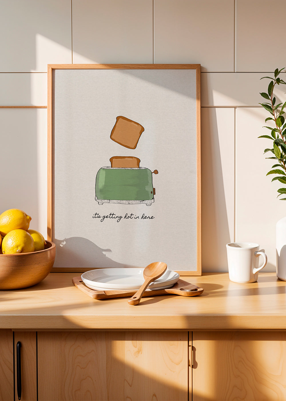 Keuken kunst met getekende broodrooster