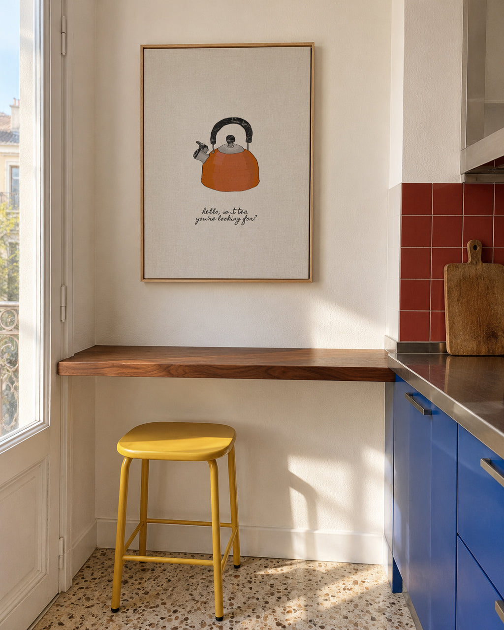 Hello is it tea - Framed canvas in an interior
