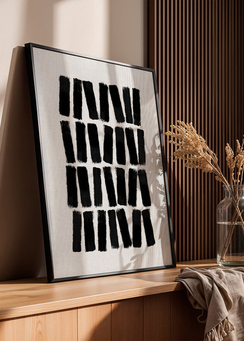 Abstracte zwarte penseelstreken verticaal