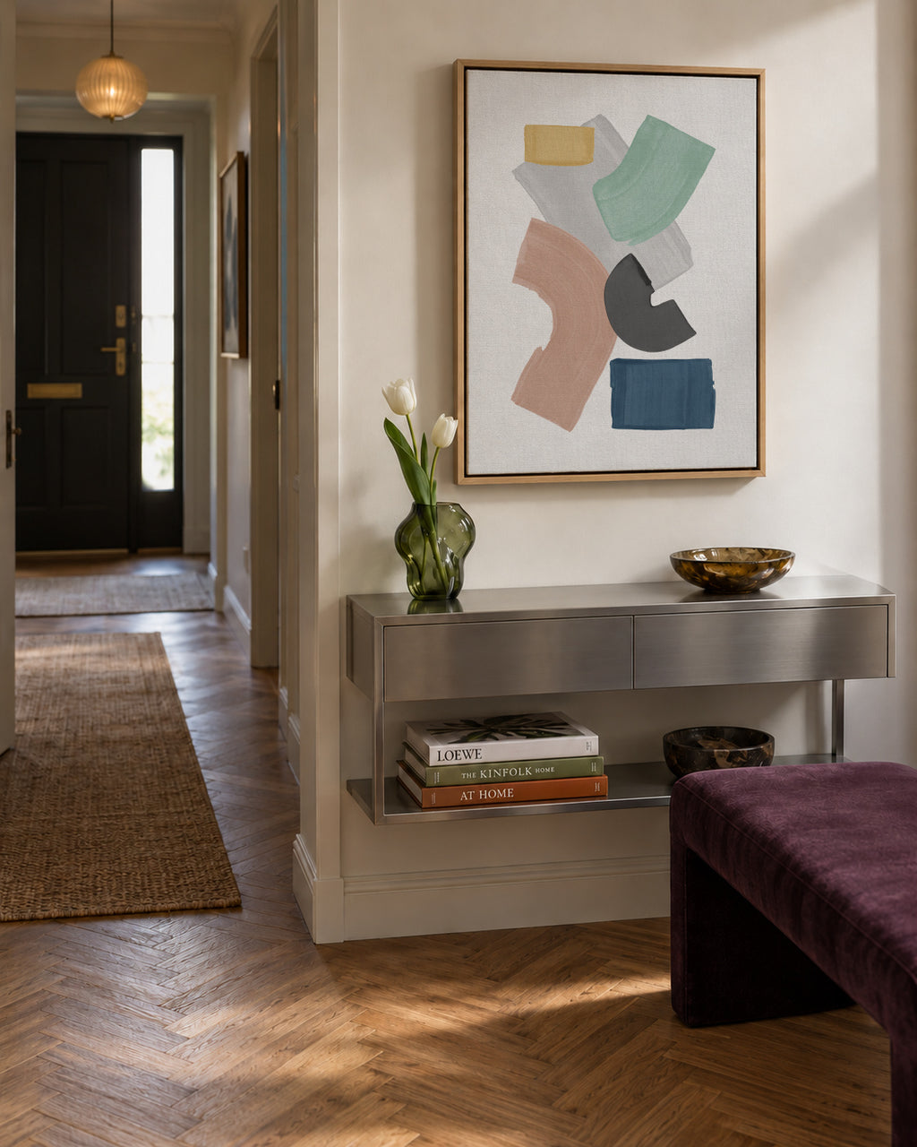 Pastel Paint Blocks - Framed canvas in an interior