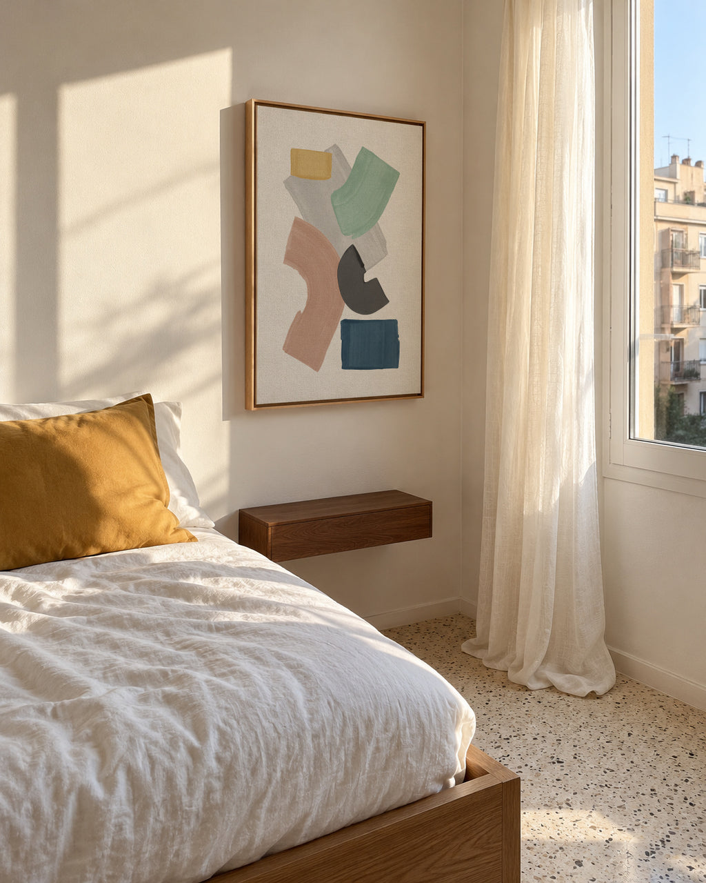 Pastel Paint Blocks - Framed canvas in an interior