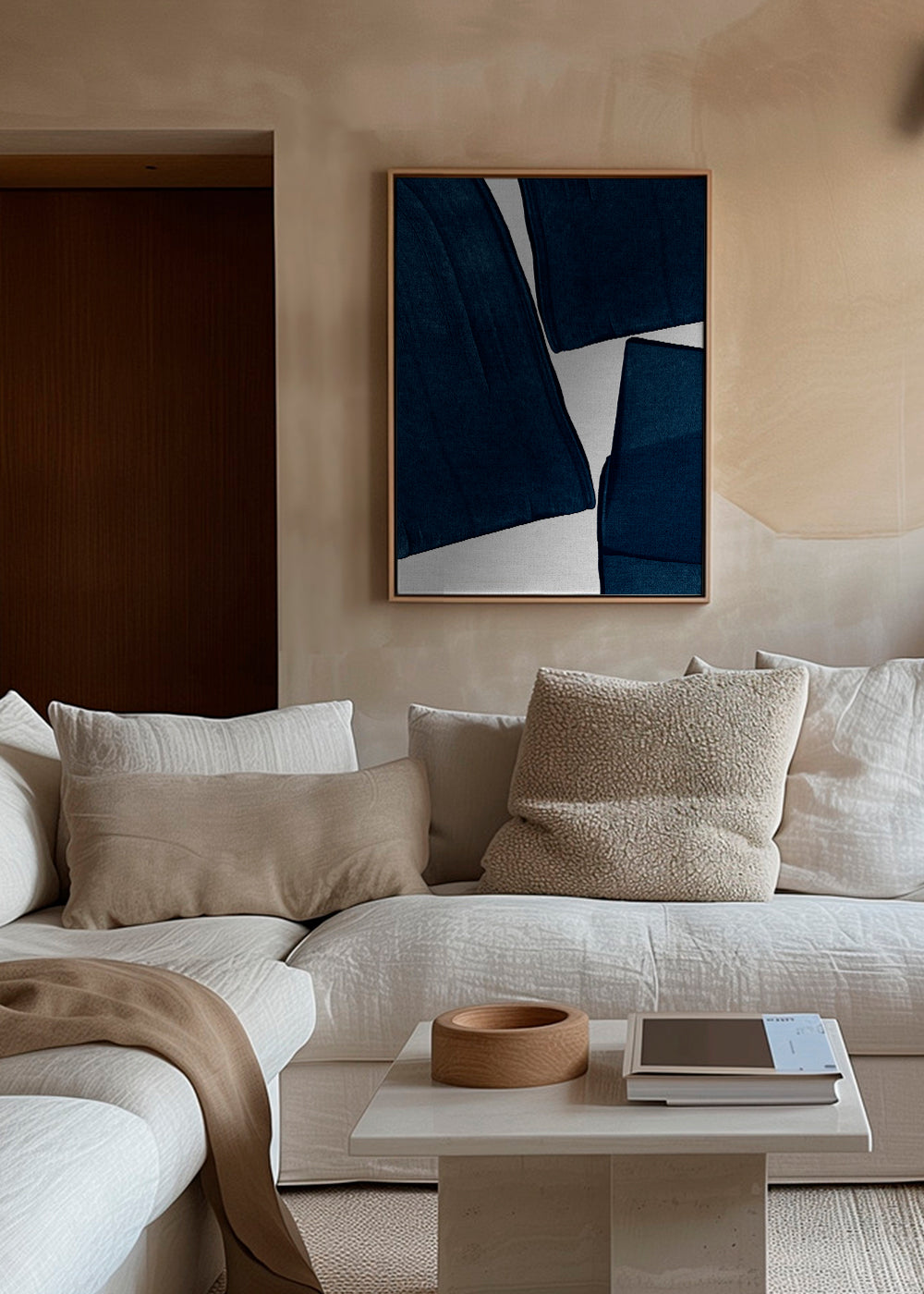 Minimalistische print blauw met organische vormen