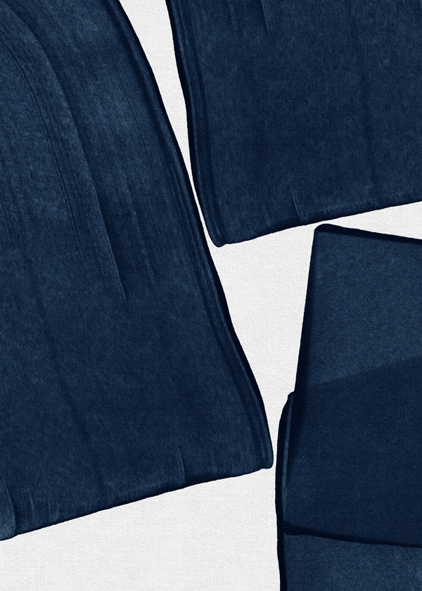 Minimalistische print blauw met organische vormen