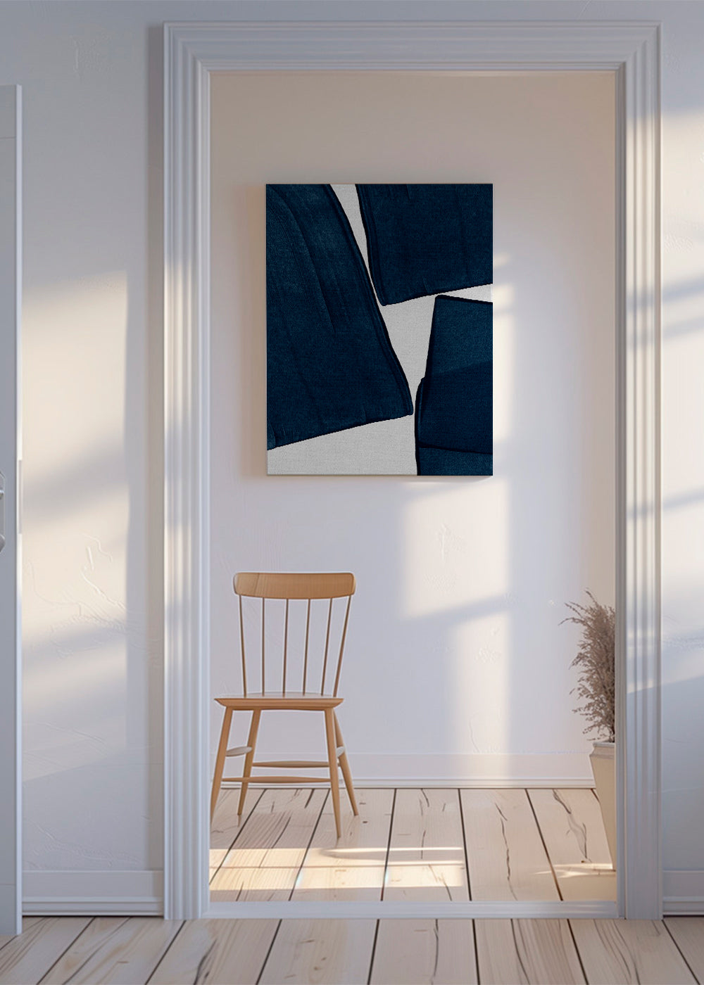 Minimalistische print blauw met organische vormen