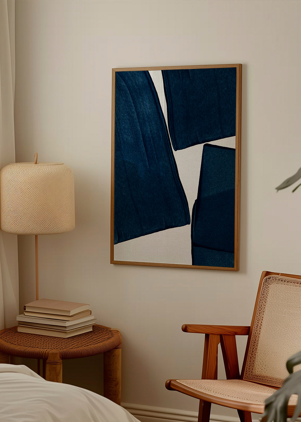 Minimalistische print blauw met organische vormen