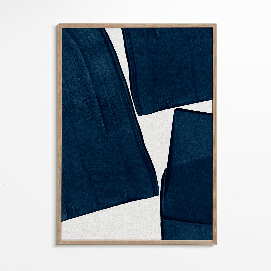 Minimalistische print blauw met organische vormen
