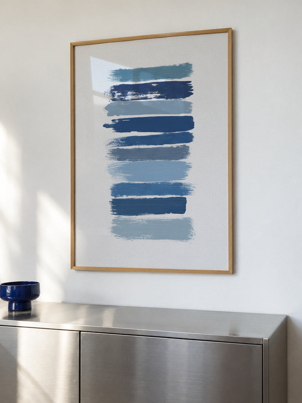 Ombre Blue - Framed poster in an interior