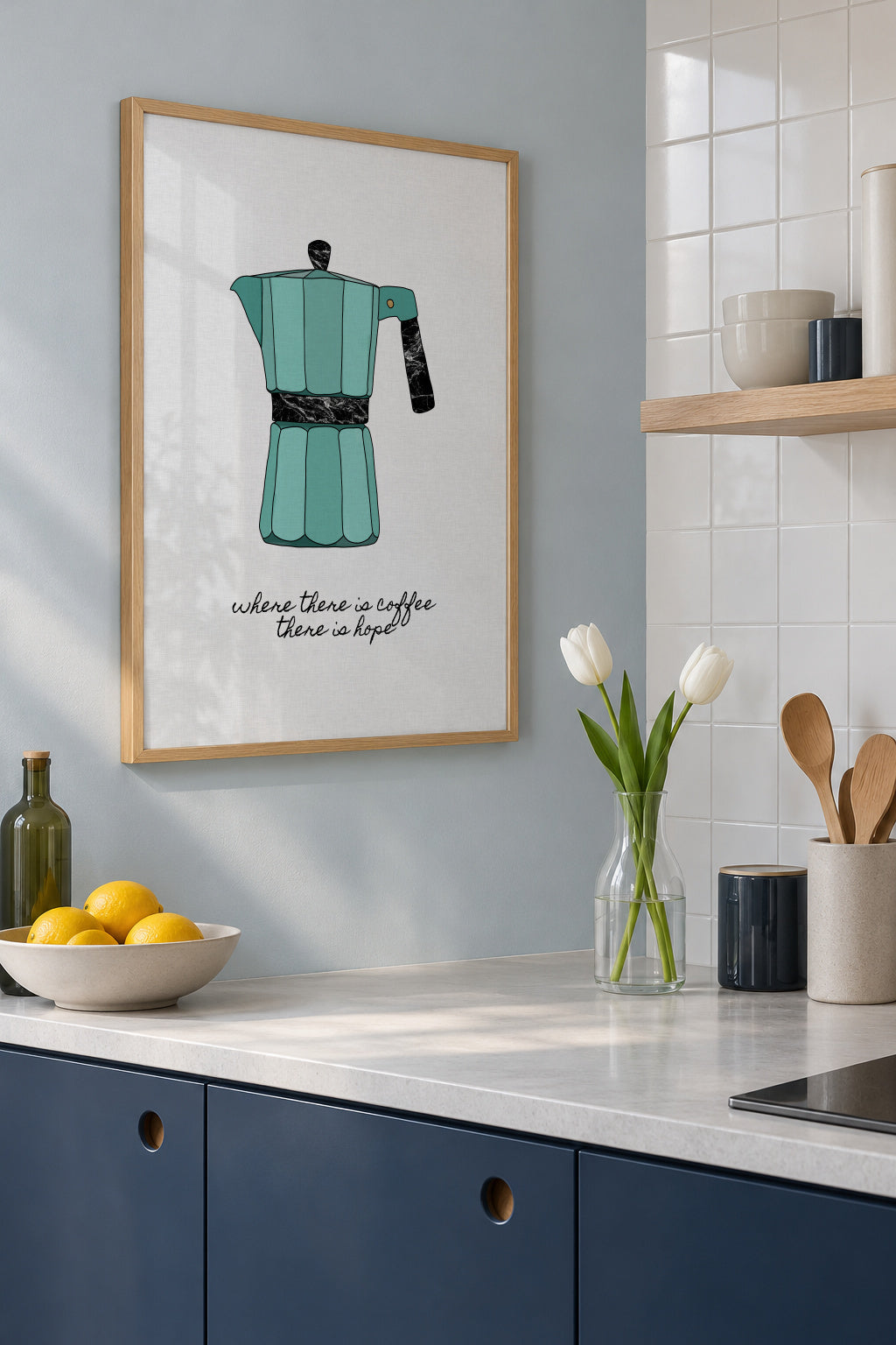 Where There is Coffee - Framed poster in an interior