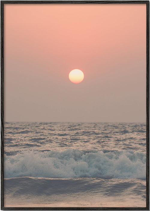 Landschap kunst: roze zonsondergang boven zee