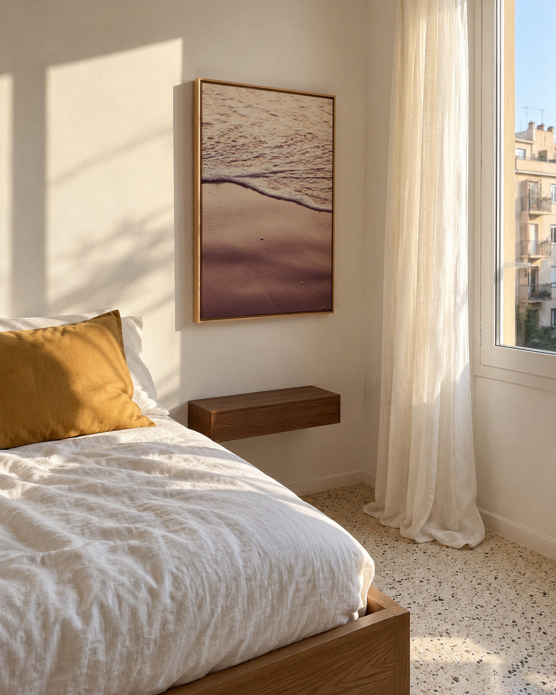 Sunset Waves - Framed canvas in an interior