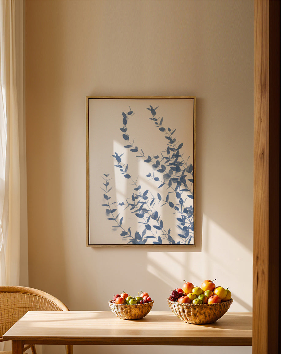 Foglioline II - Framed canvas in an interior