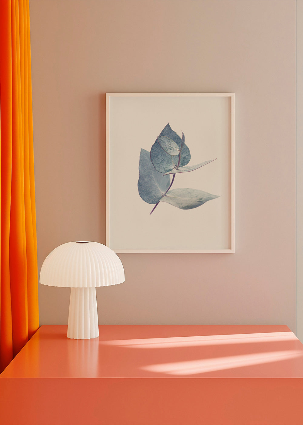 Botanische poster: eucalyptusbladeren in zacht blauw