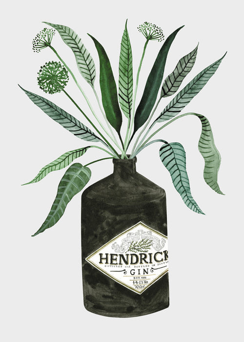Keuken kunst Hendrick's fles met loof