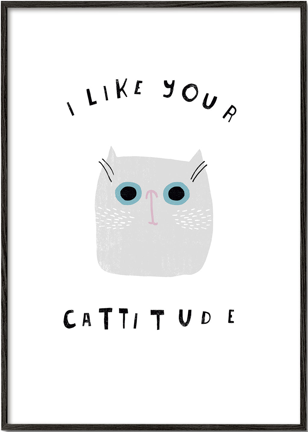 Minimalistische kattenprint met ludieke tekst