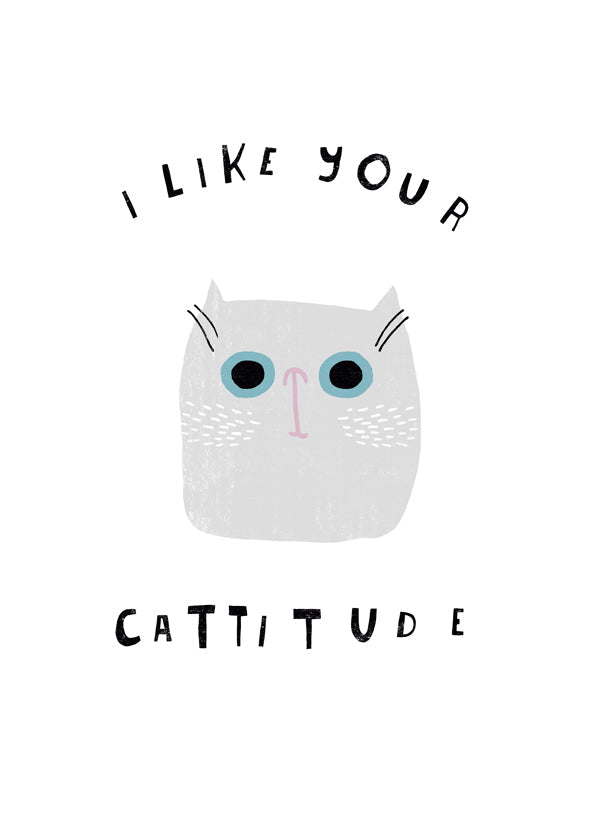 Minimalistische kattenprint met ludieke tekst