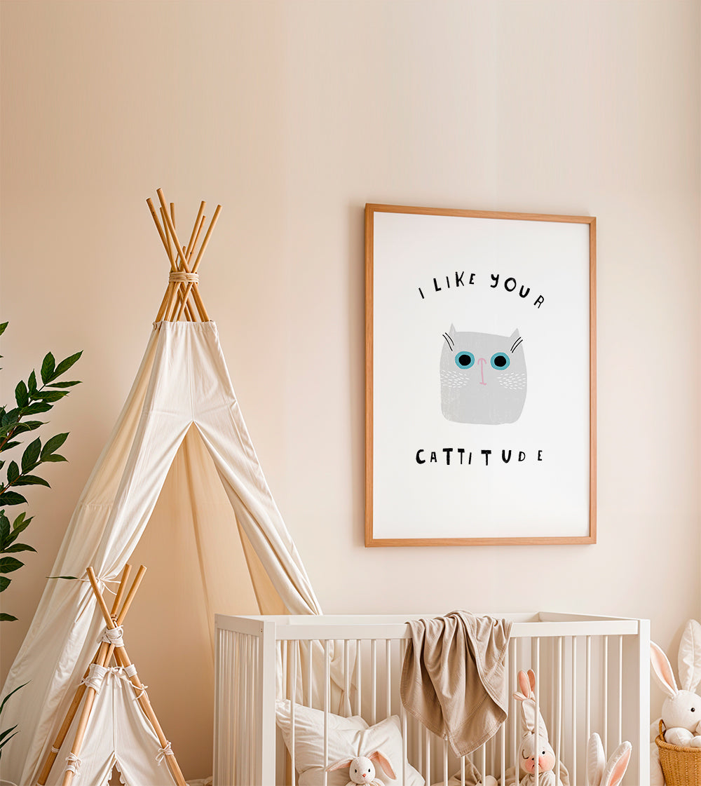 Minimalistische kattenprint met ludieke tekst