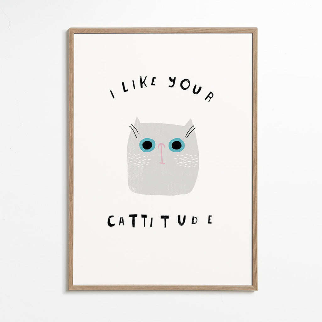 Minimalistische kattenprint met ludieke tekst