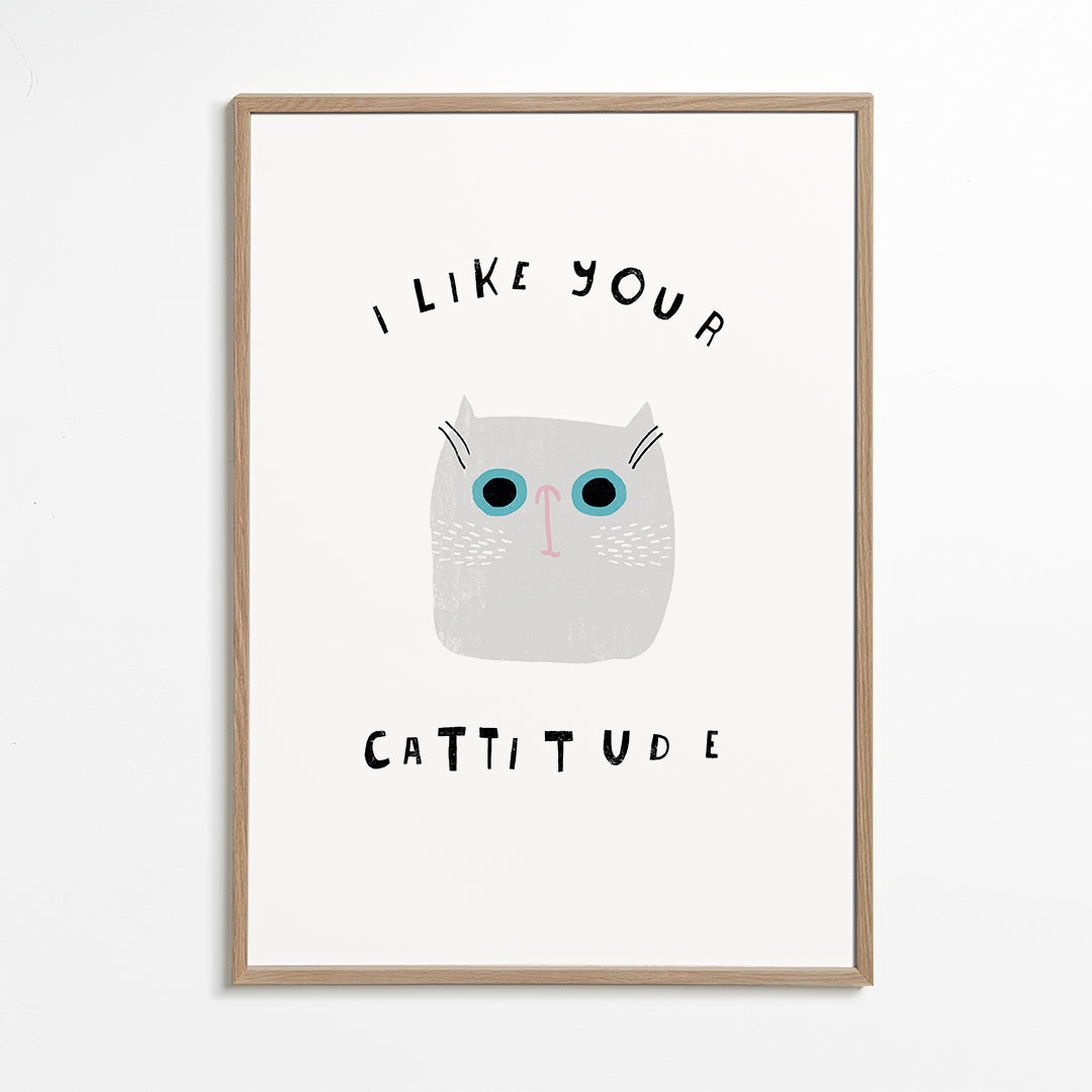 Minimalistische kattenprint met ludieke tekst