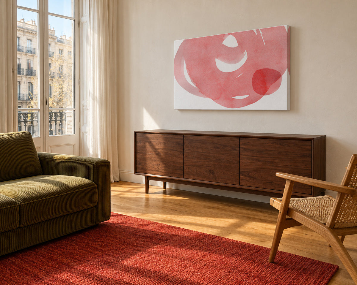 Minimal pink abstract 07 - Unframed canvas in an interior