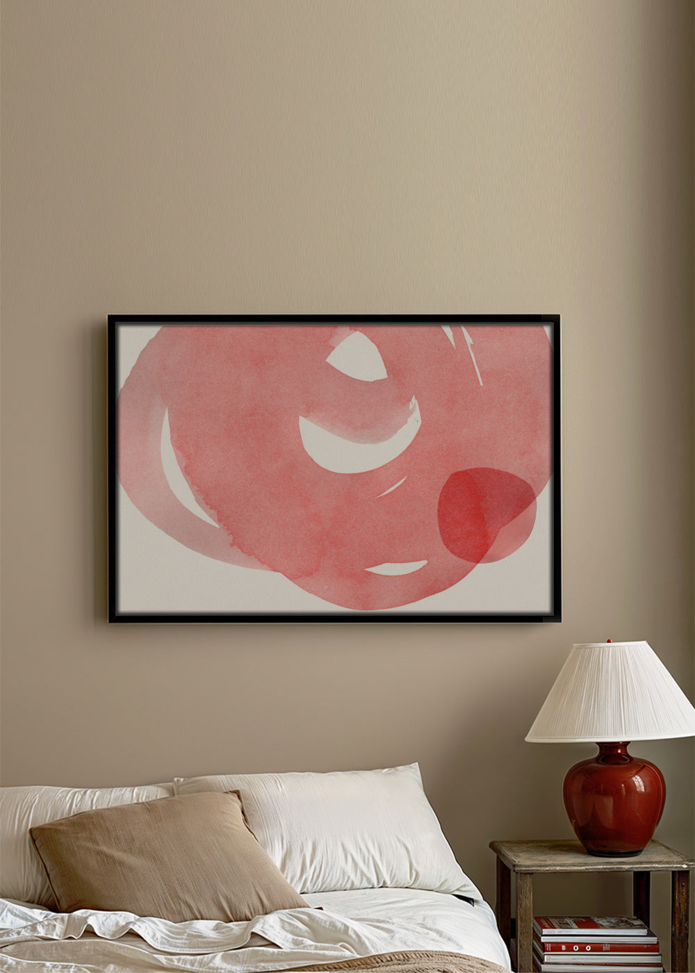 Minimal pink abstract 07 - Framed canvas in an interior