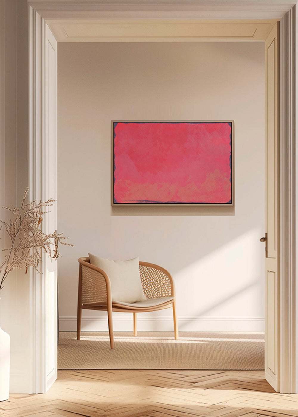 Fuchsia kleurvlak abstract werk