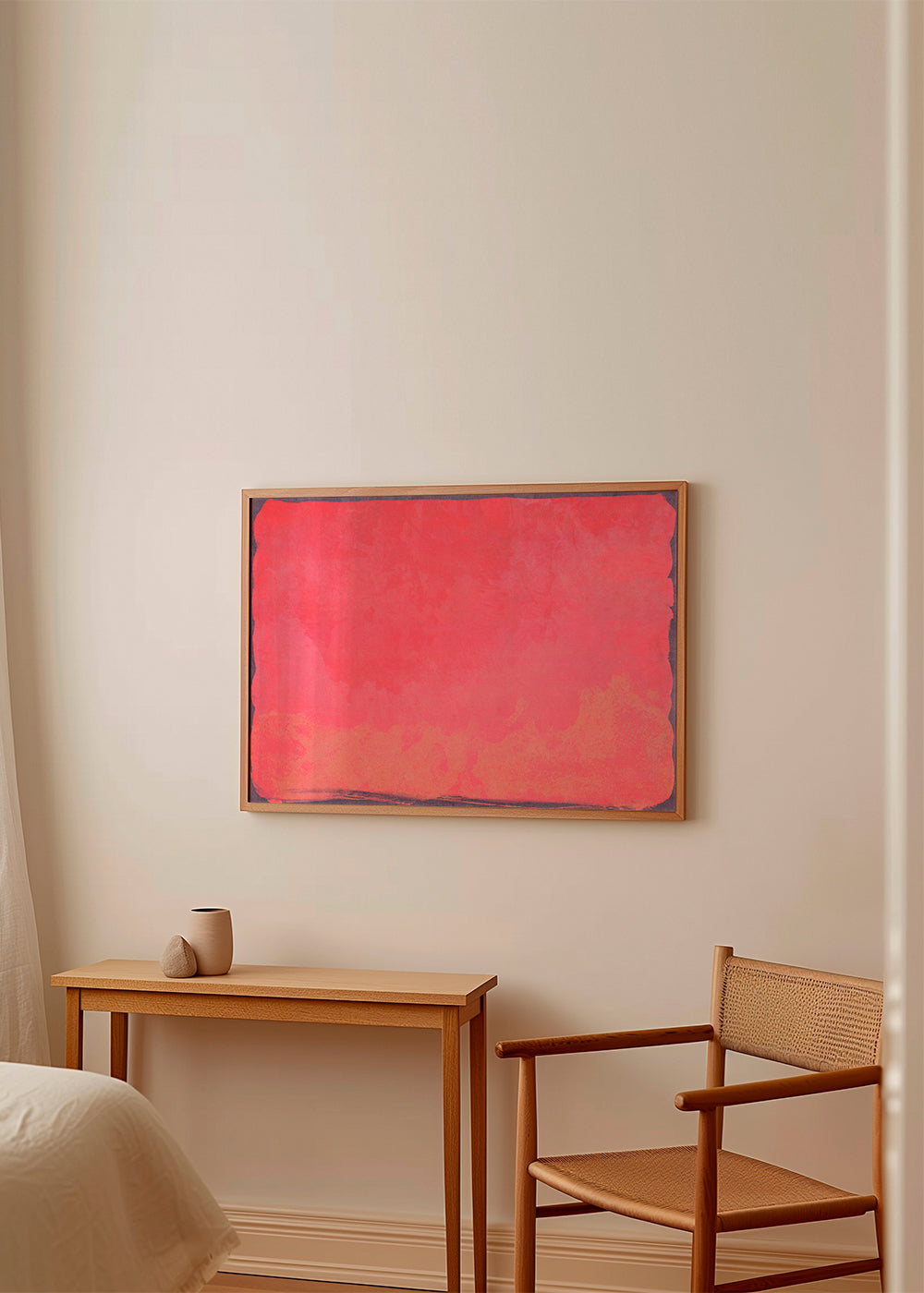 Fuchsia kleurvlak abstract werk