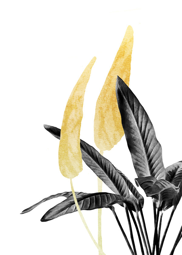 Botanische poster met gouden blad
